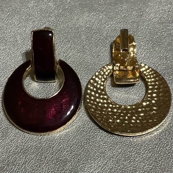 Vintage Womens Clip on Door knocker Drop Earrings - Picture 4 of 6